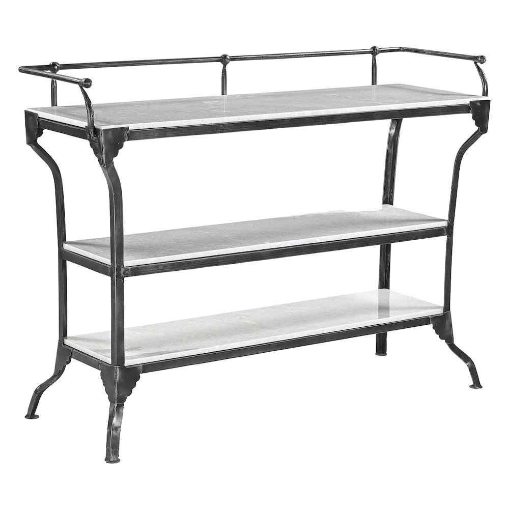 Calloway 50" Console Table with White Marble and Black Metal Base. Picture 1