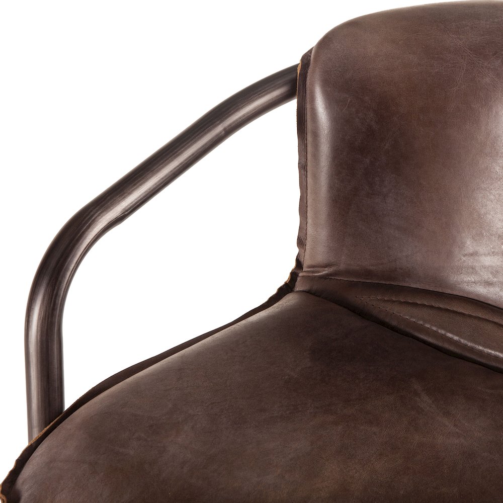 Chiavari Leather Bar Chair in Jet Brown. Picture 6