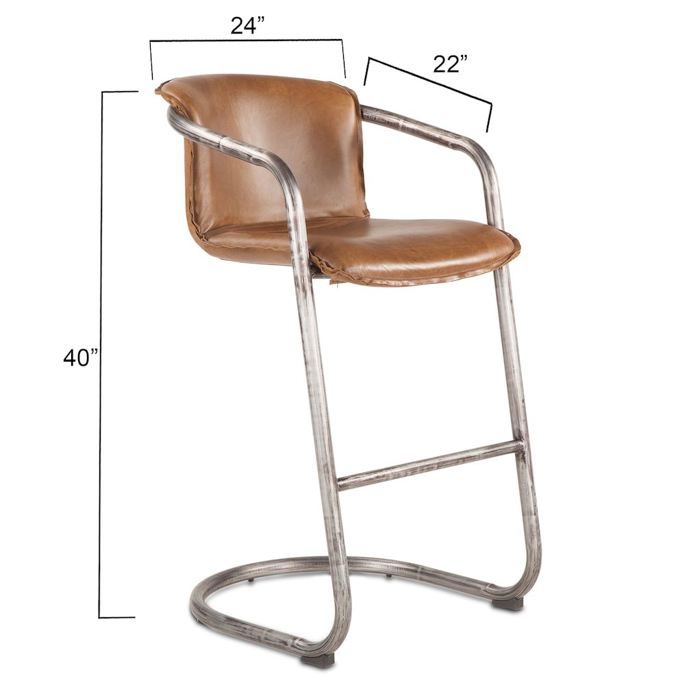 Chiavari Leather Bar Chair in Chestnut. Picture 4