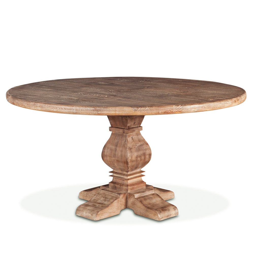 Pengrove 60-Inch Round Mango Wood Dining Table in Antique Oak Finish. Picture 1