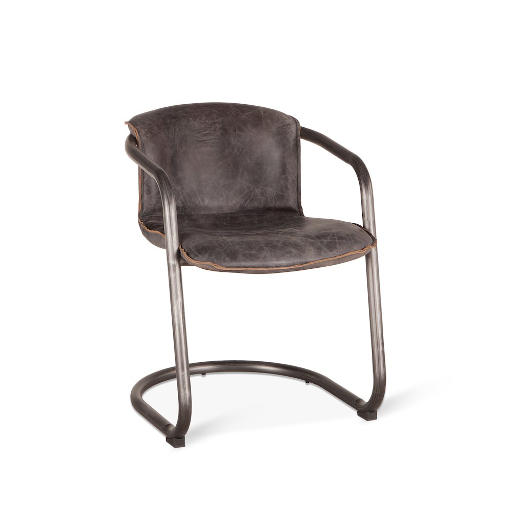 Chiavari Distressed Antique Ebony Leather Dining Chairs - Set Of 2. Picture 5