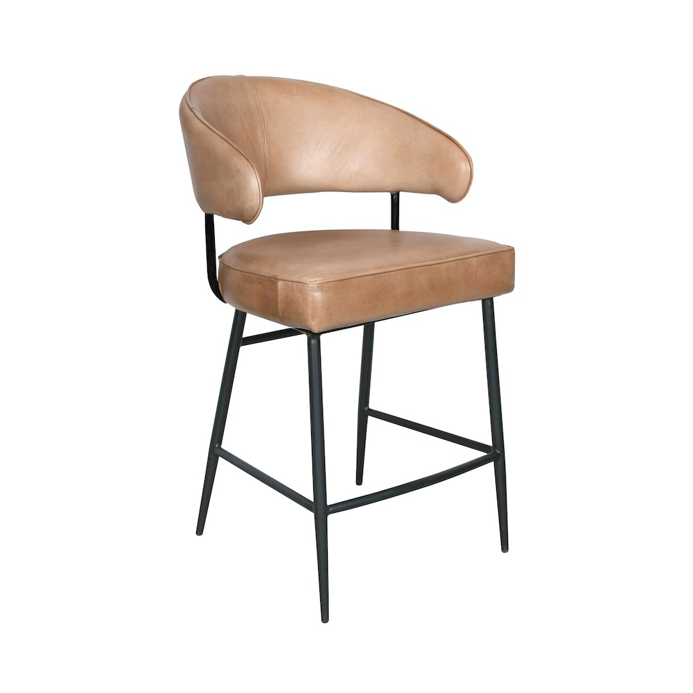 Brisbane Dover Counter Chair in Antique Ivory Leather. Picture 1