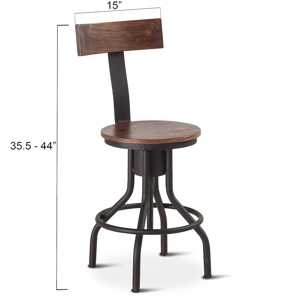 Artezia Acacia Wood Adjustable Bar Stools, Set of 2. Picture 2