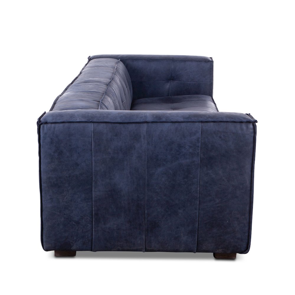 Portia Antique Blue Italian Leather Sofa. Picture 4
