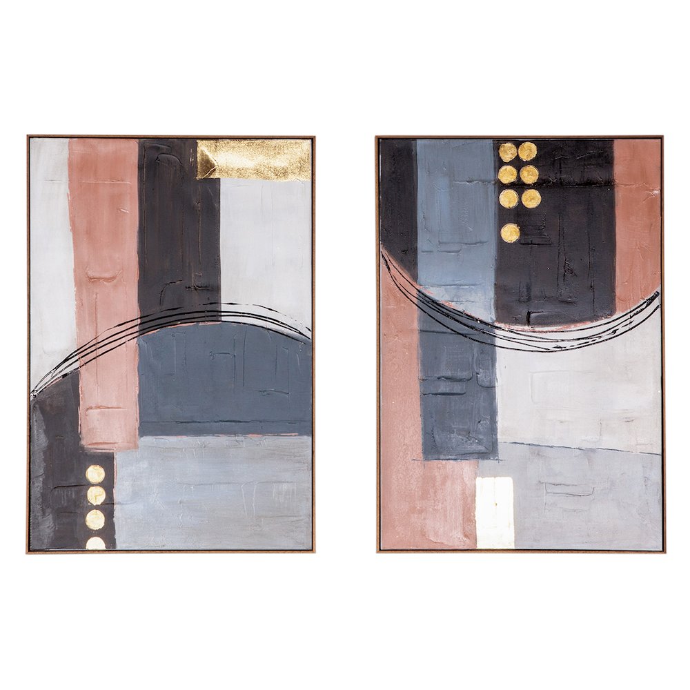 Abstract Horizons Hand Painted Framed Diptych. Picture 2