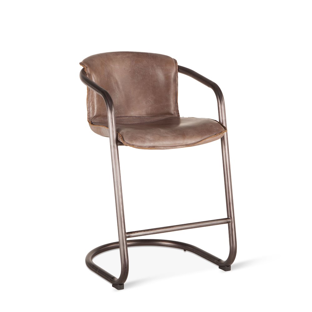 Chiavari Distressed Jet Brown Leather Counter Chairs - Set Of 2. Picture 4