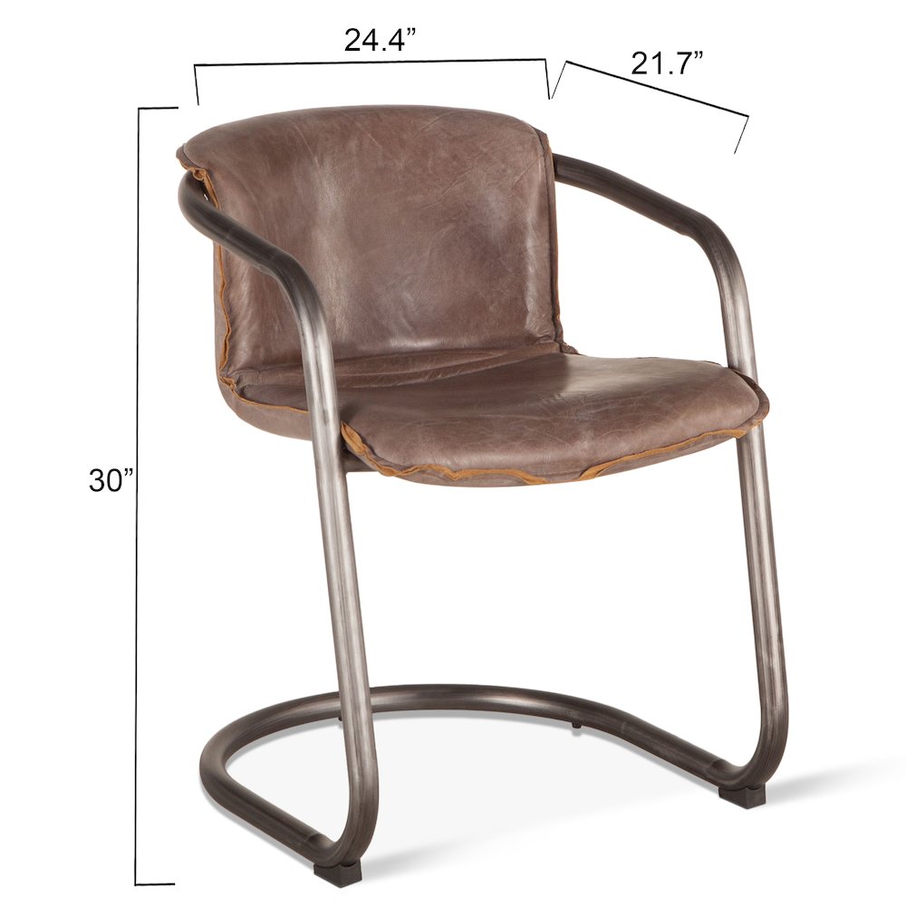 Chiavari Dining Chair in Jet Brown Leather and Steel. Picture 2