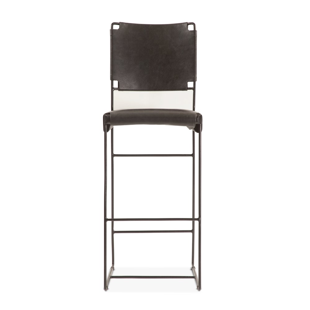 Melbourne Buffalo Leather and Iron Counter Chair in Black. Picture 1