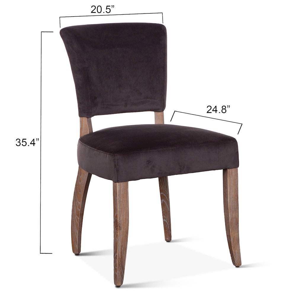 Portia Side Chair in Asphalt Velvet with Napoleon Legs. Picture 5