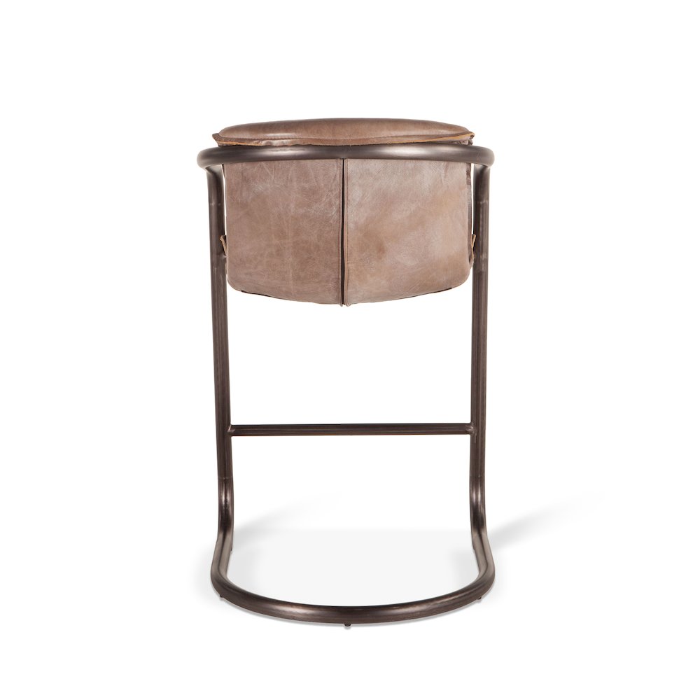 Chiavari Distressed Jet Brown Leather Counter Chairs - Set Of 2. Picture 5