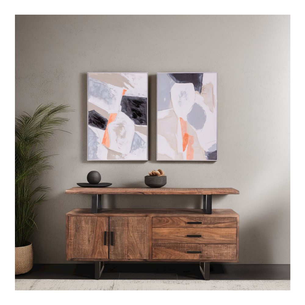 Muted Mosaic 2 Hand Painted Framed Diptych. Picture 4