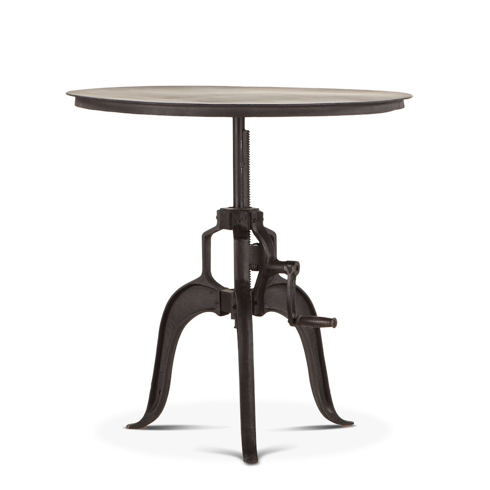 Artezia 30" Height Adjustable Crank Side Table in Matte Black Cast Iron. Picture 1