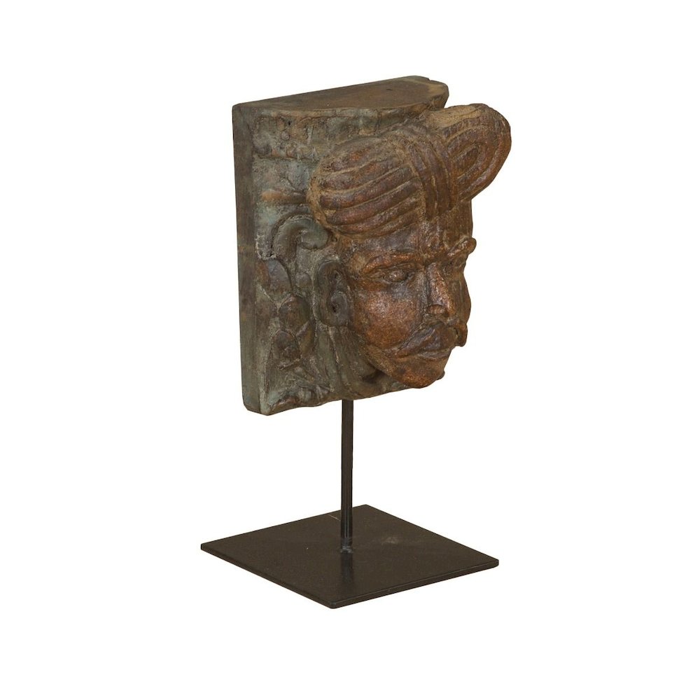 Curio Tribesman Head on Iron Stand. Picture 2