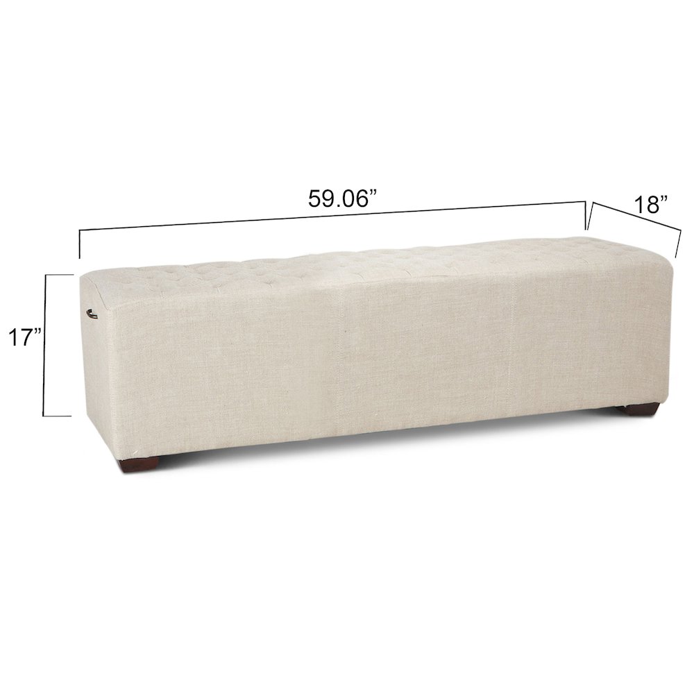 Arabella 59" Bench in Beige Linen. Picture 5