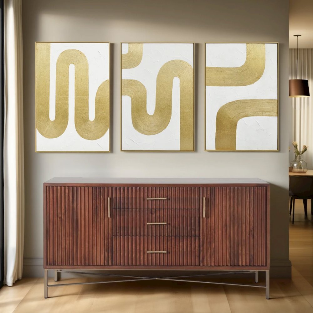 Pulse Pattern Hand Painted Framed Triptych. Picture 4