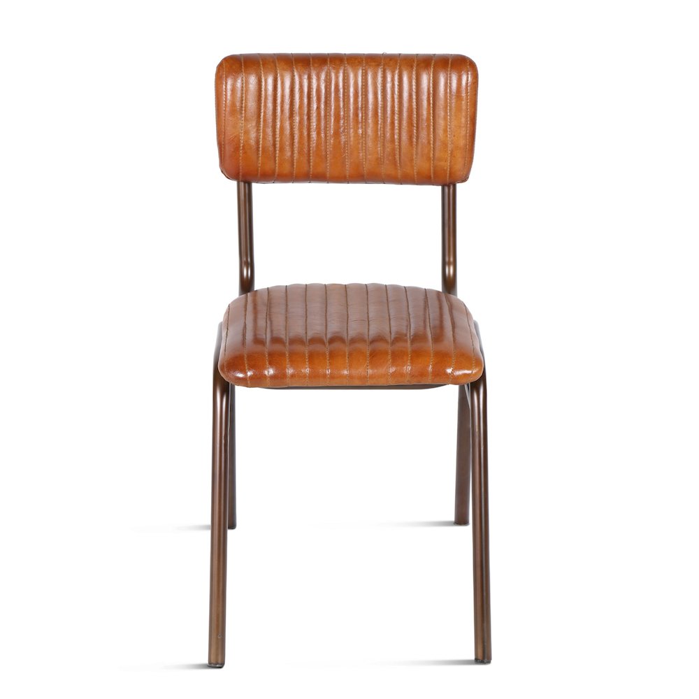 Hudson Dining Chair in Ribbed Leather. Picture 3