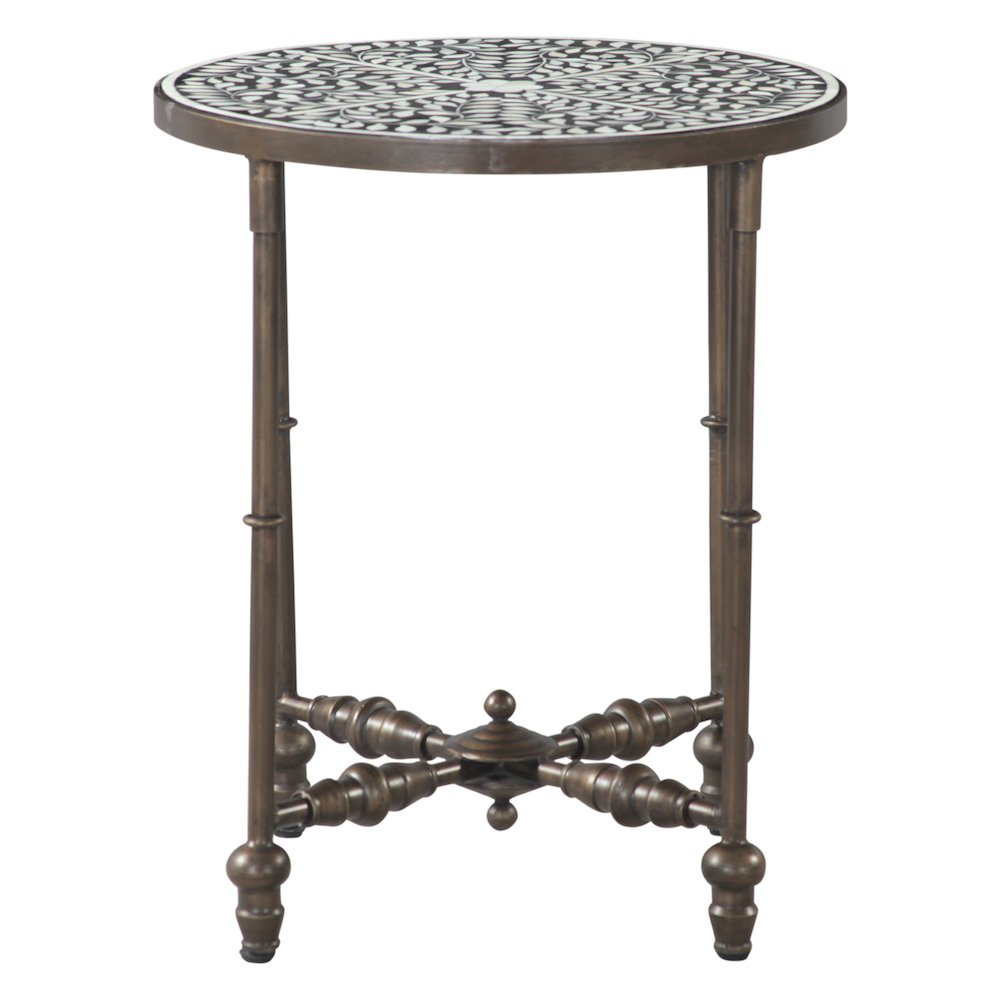 Ozark 20" Side Table with Floral Horn Inlay and Iron. Picture 2