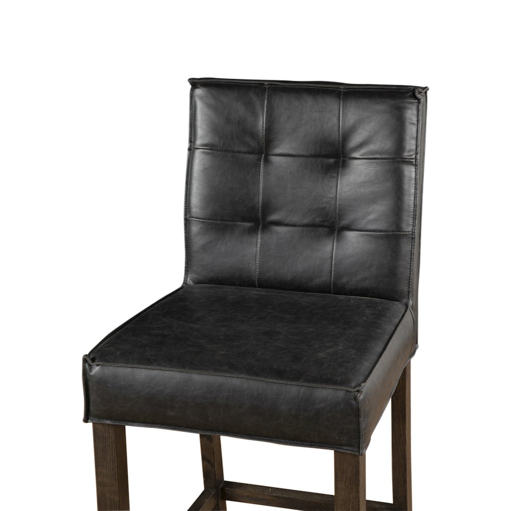 Aven Counter Chair in Black Leather with Dark Legs. Picture 4