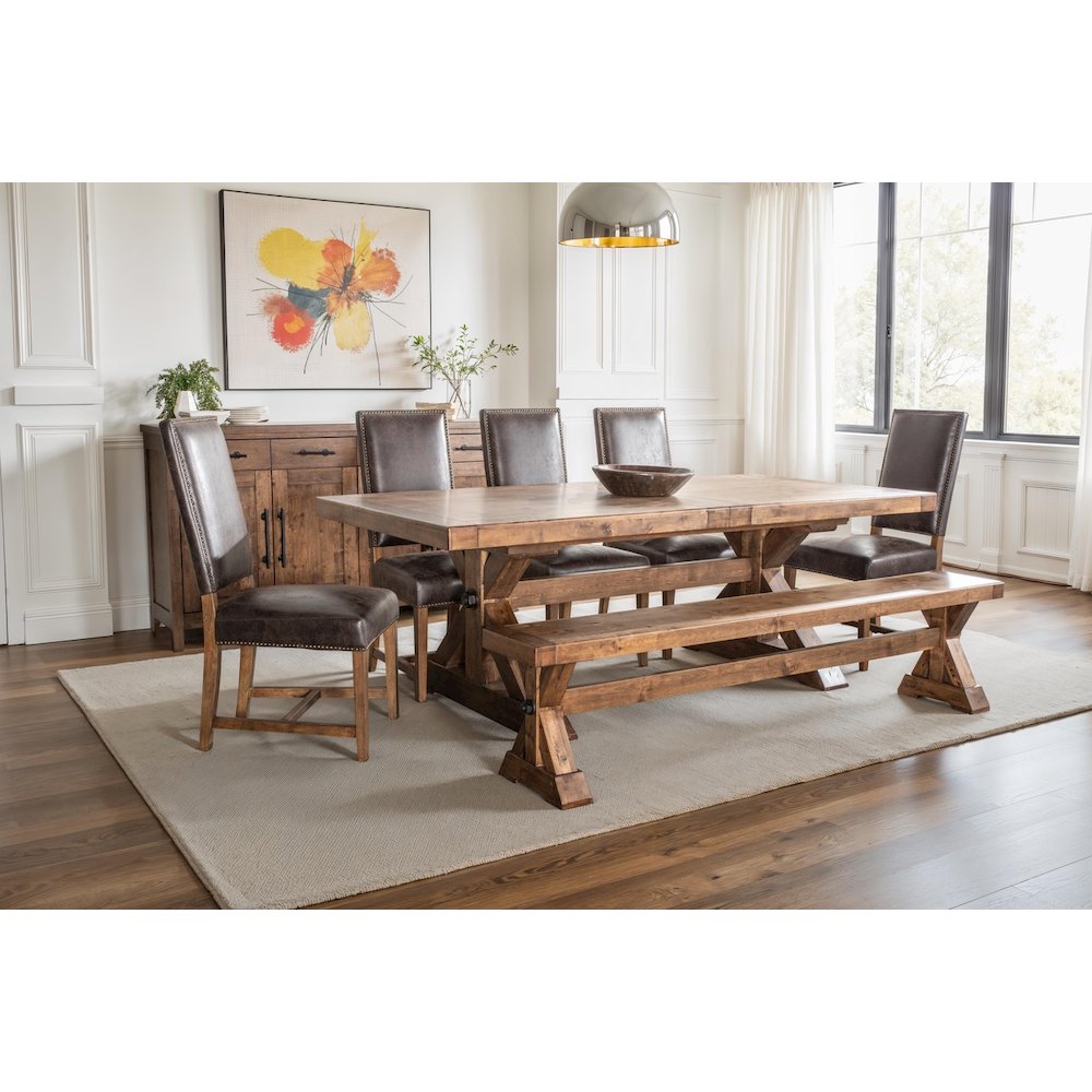Dani Dining Chair in Dark Brown Leather with Earth Legs. Picture 5