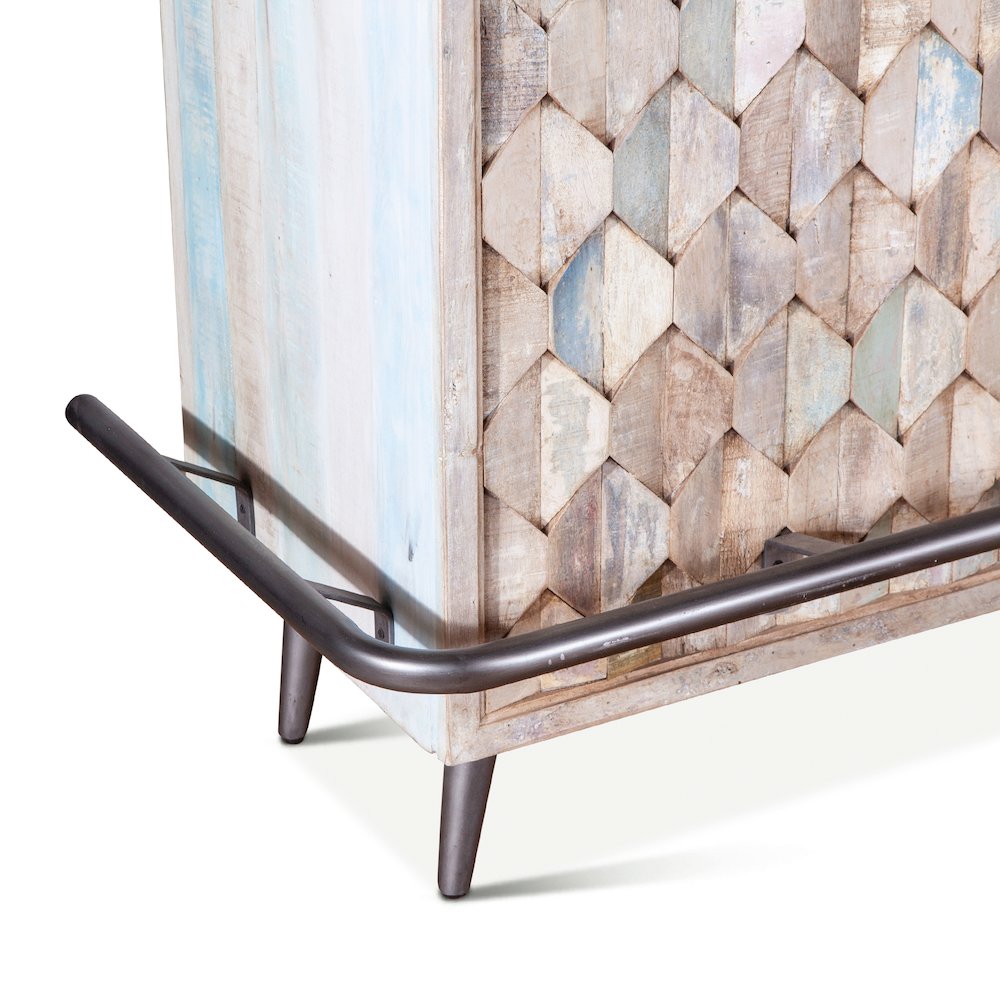 Cordoba Bar in Reclaimed Wood with Vintage Teal Finish. Picture 7