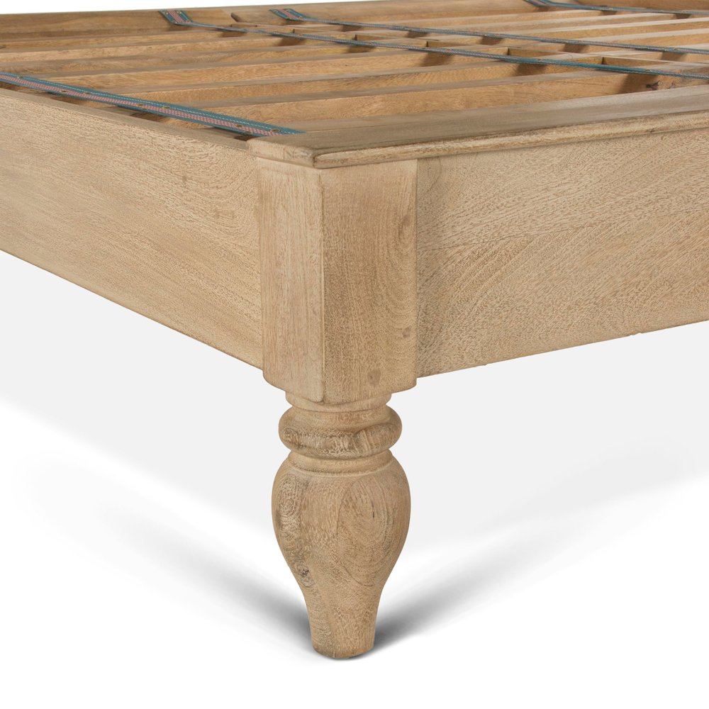 Haveli Carved King Bed in Whitewash Finish. Picture 7