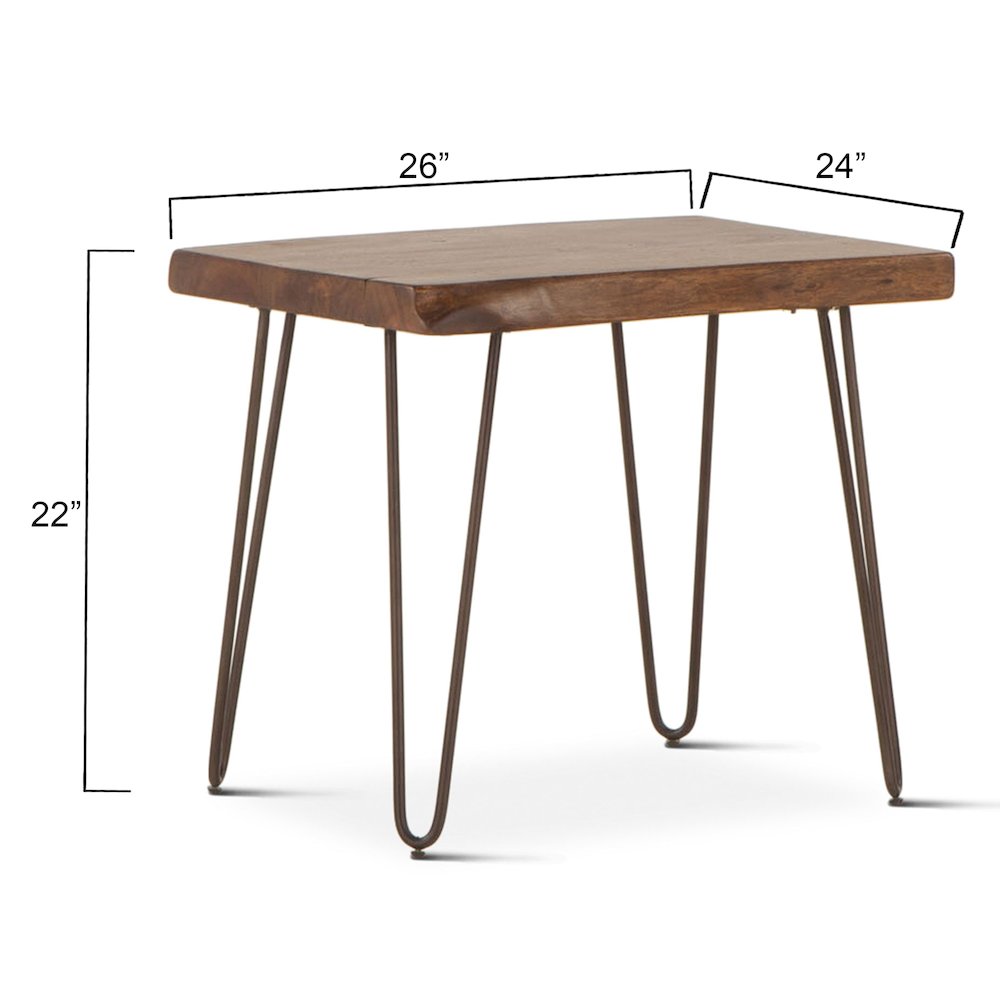 Grandby 26-Inch Acacia Wood Live Edge Side Table in Walnut Finish. Picture 2