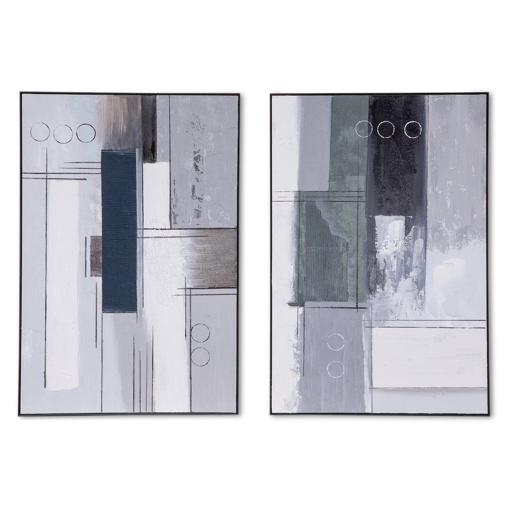 Parallel Horizons Hand Painted Framed Diptych. Picture 1