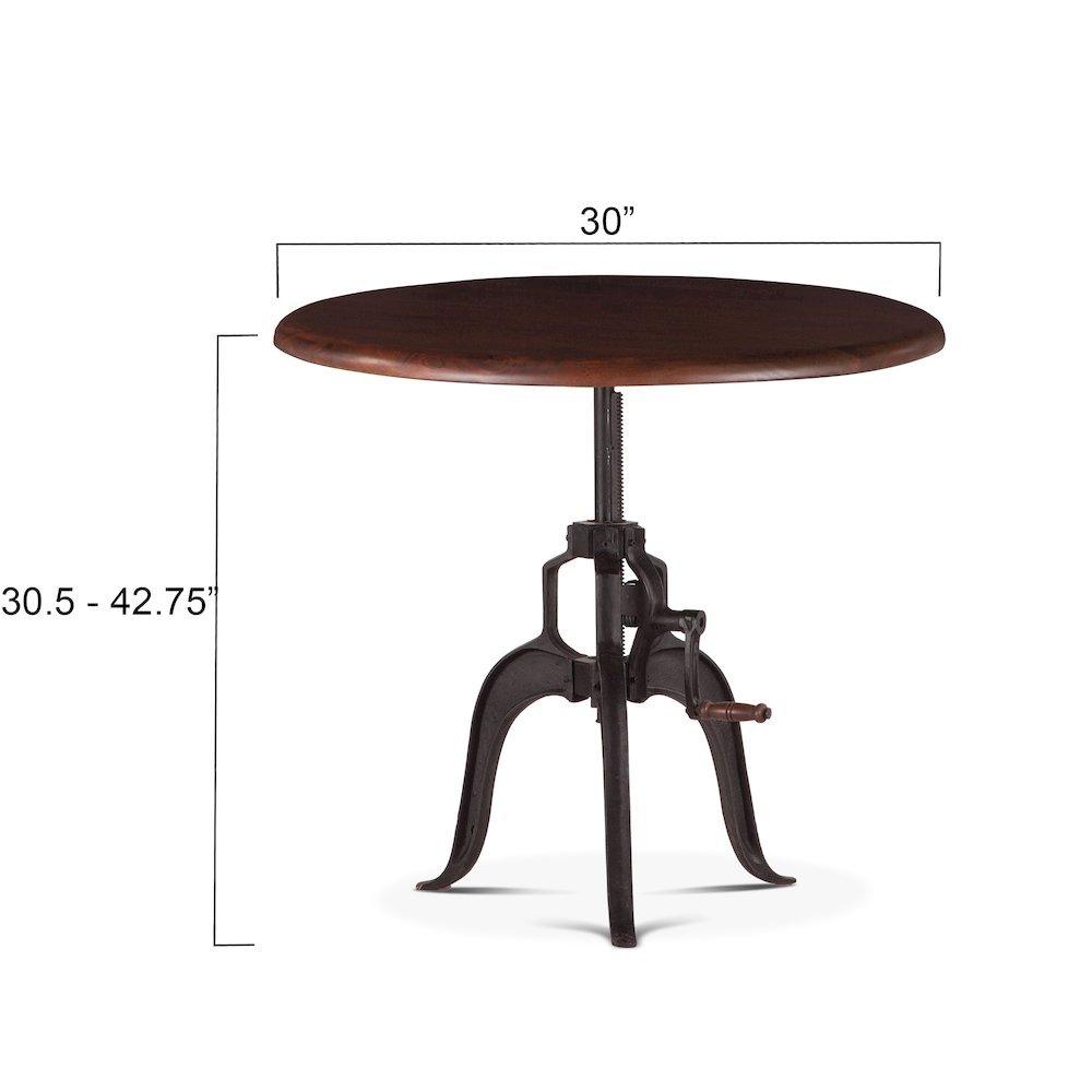 Artezia 30-Inch Adjustable Crank Side Table with Acacia Wood Top. Picture 2