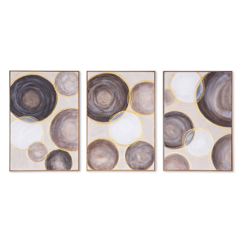 Celestial Spheres Hand Painted Framed Triptych. Picture 1