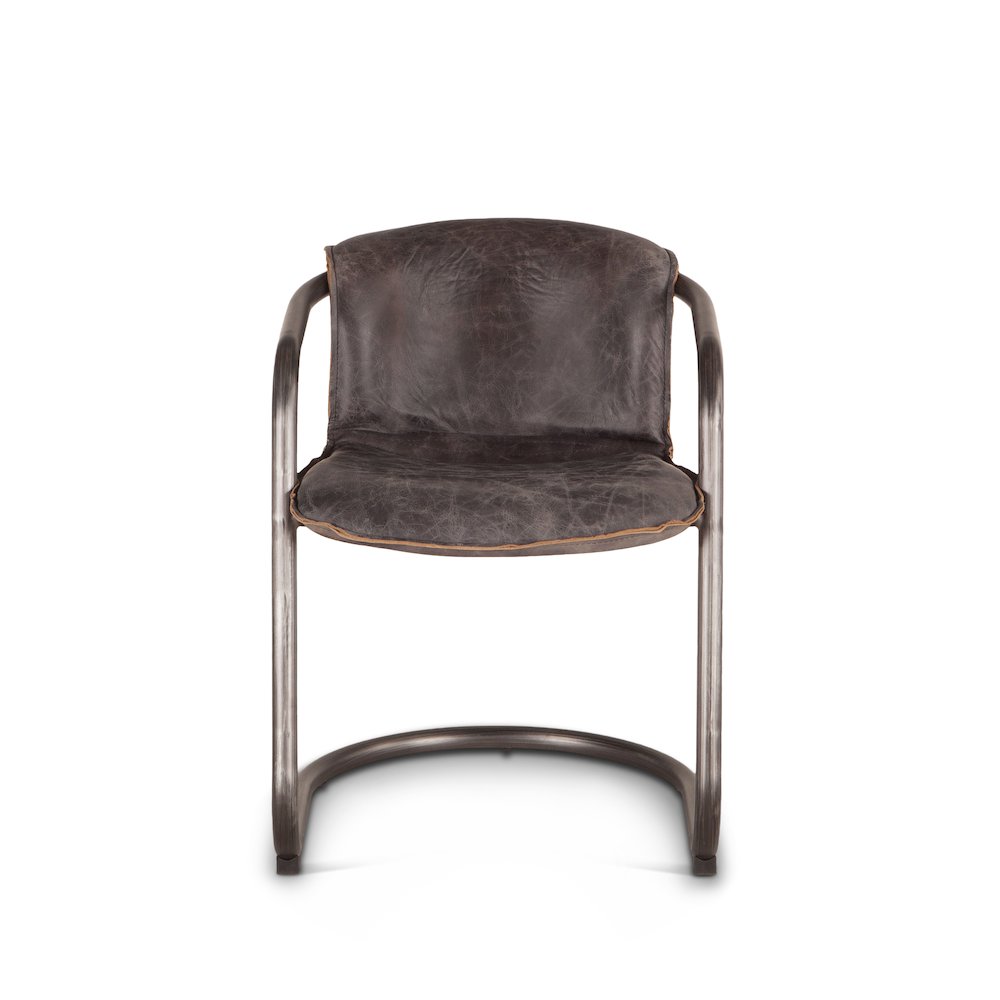 Chiavari Distressed Antique Ebony Leather Dining Chairs - Set Of 2. Picture 4
