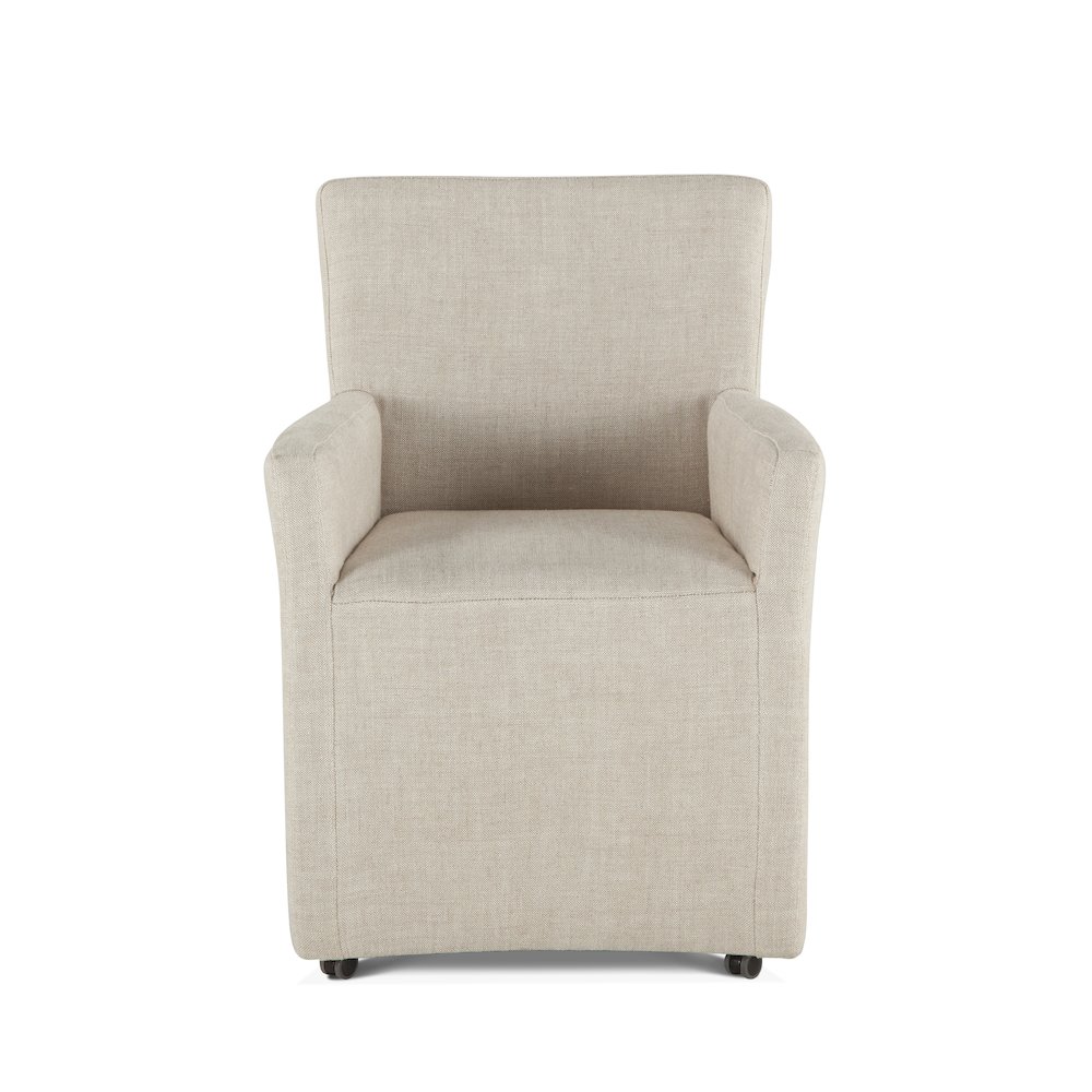 Lily Off-White Linen Wheeled Armchair. Picture 5