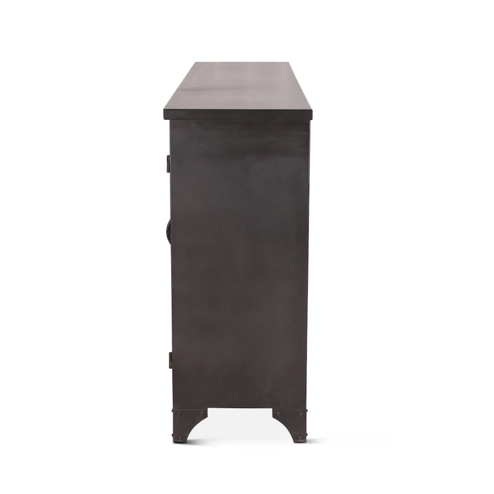 Neapolitan 80" Iron and Glass Sideboard Matte Black. Picture 6