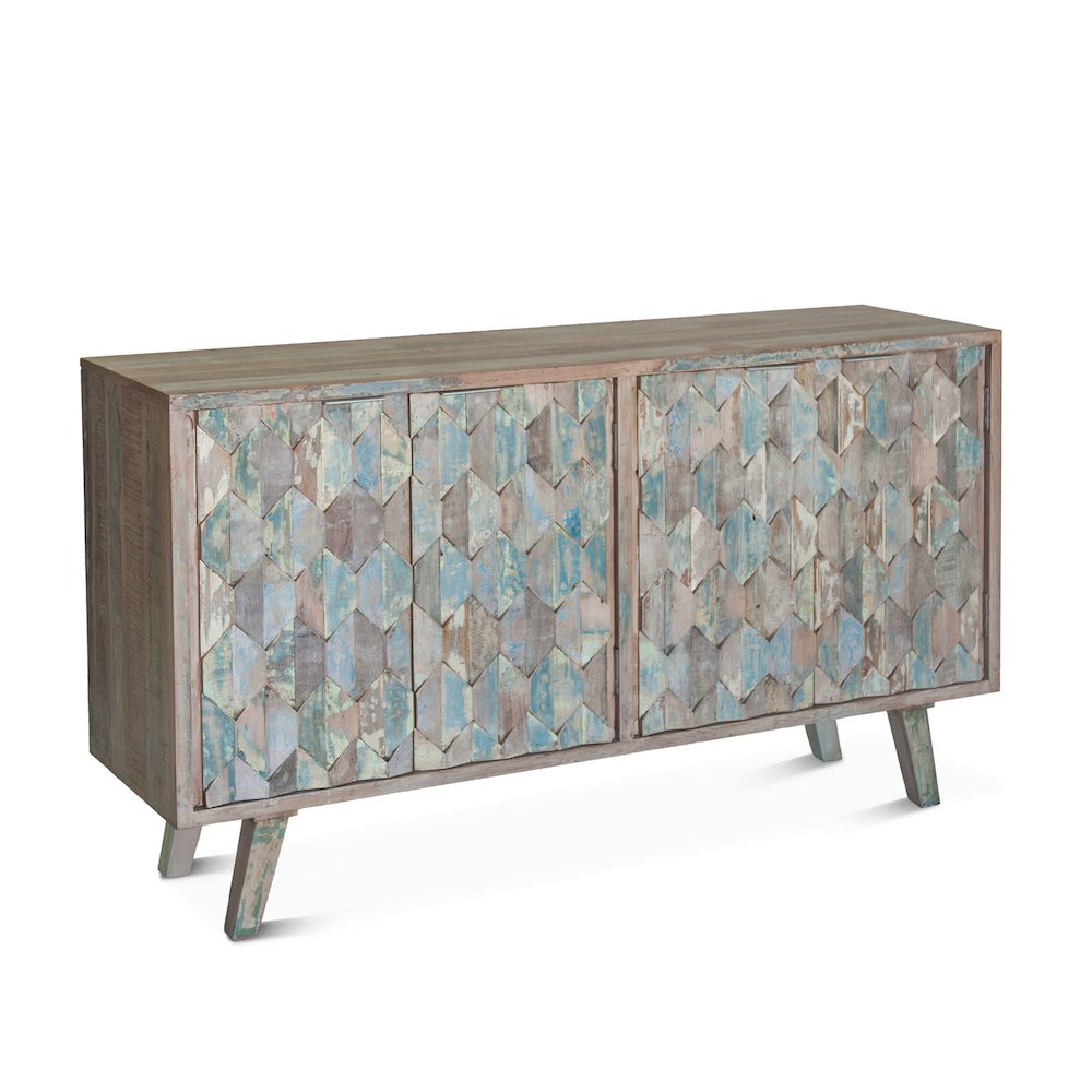 Cordoba 61" Sideboard in Reclaimed Wood with Vintage Teal Finish. Picture 3