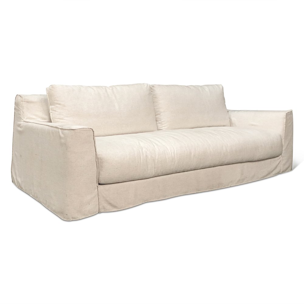 Oliver Sofa in White Linen Slipcover. Picture 1
