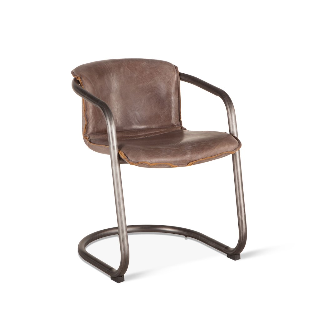 Chiavari Dining Chair in Jet Brown Leather and Steel. Picture 4