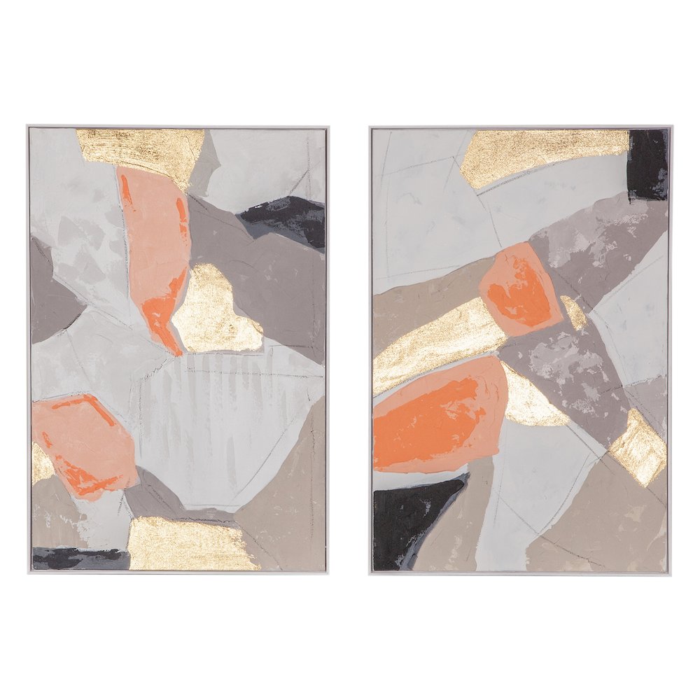 Muted Mosaic 1 Hand Painted Framed Diptych. Picture 1