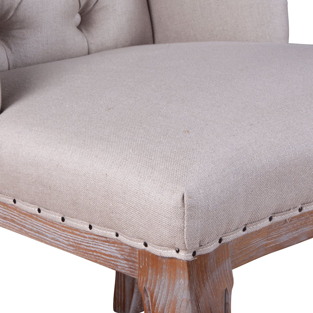 Portia Dining Chair in Off-White Linen and Oak. Picture 3