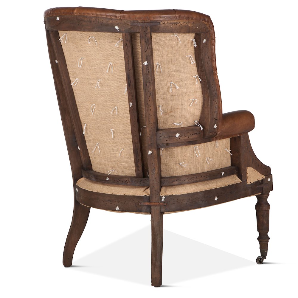 Charles Deconstructed Armchair With Vintage Cigar Leather And Solid Wood Legs. Picture 5