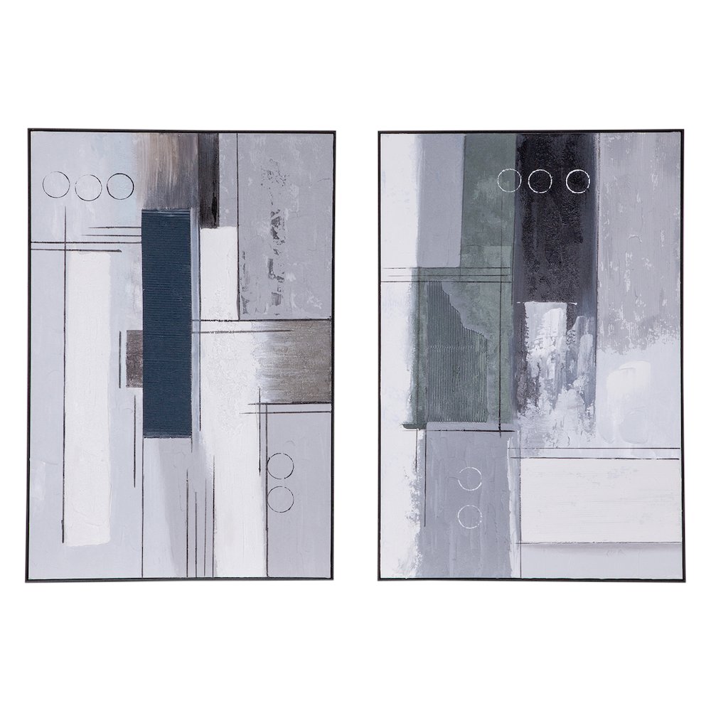 Parallel Horizons Hand Painted Framed Diptych. Picture 2