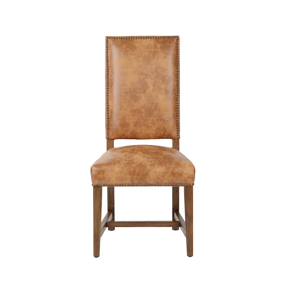 Dani Dining Chair in Warm Brown Leather with Earth Legs. Picture 1