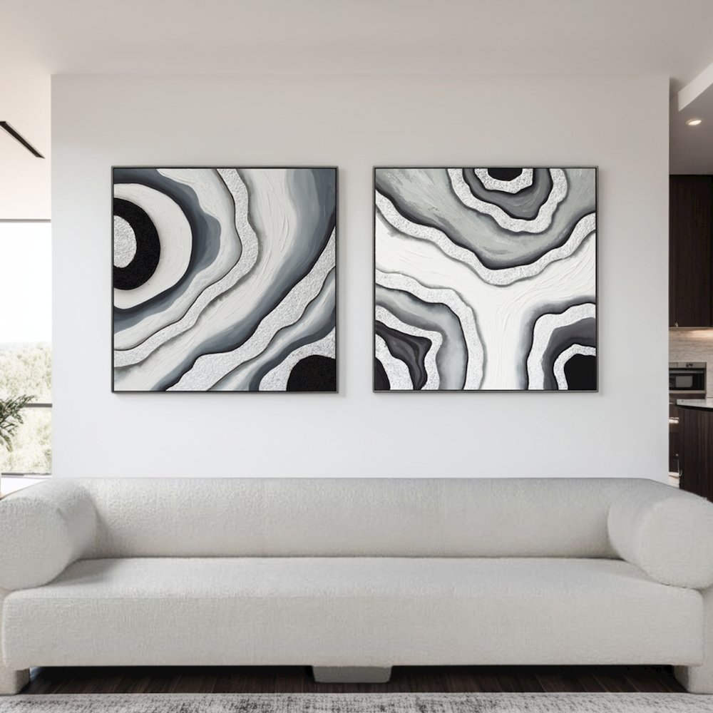 Gemstone Grace Hand Painted Framed Diptych. Picture 2