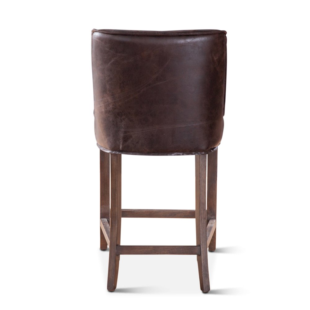 Avery Counter Chair In Dark Brown Leather With Matte Brown Legs. Picture 3