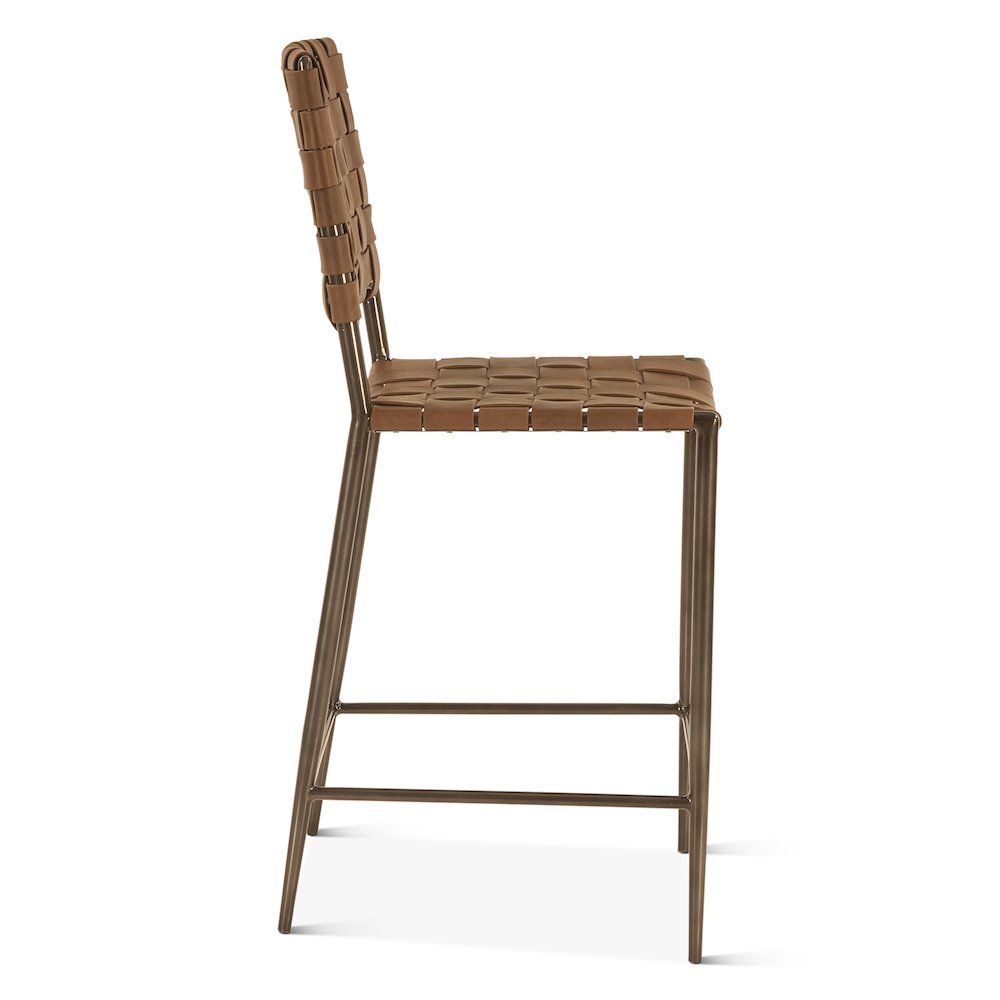 Lund 17" Counter Chair in Tobacco Buffalo Leather with Iron. Picture 4