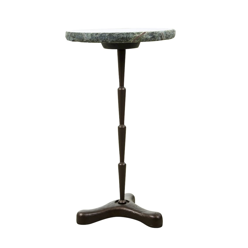 Harbor 15" Accent Table with Green Bidasar Marble and Iron. Picture 3