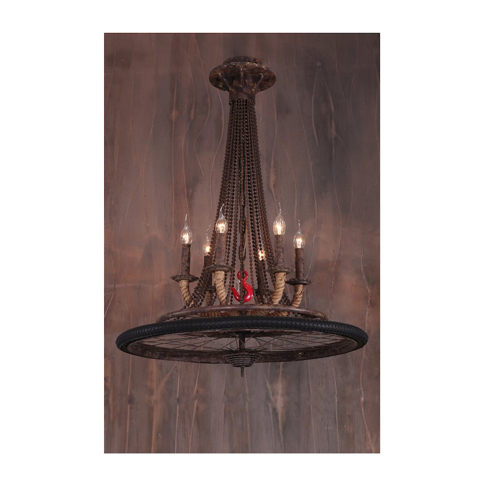 Heritage Bicycle Wheel Pendant With 3 Lights. Picture 2