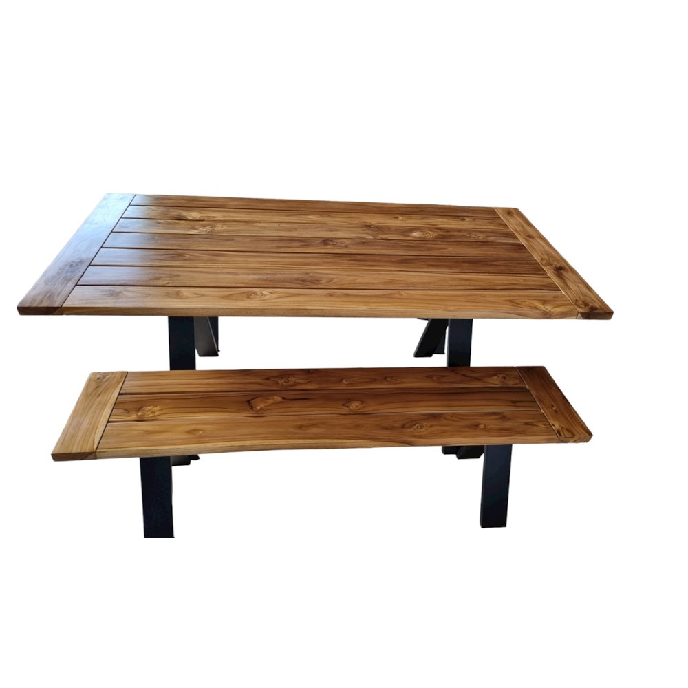 Cyprus 80" Patio Dining Table in Natural Teak. Picture 2