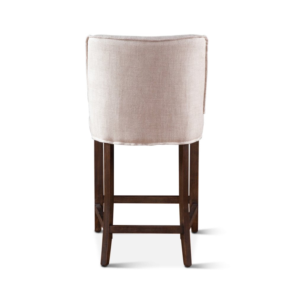 Avery 20" Counter Chair with White Linen and Dark Legs. Picture 2