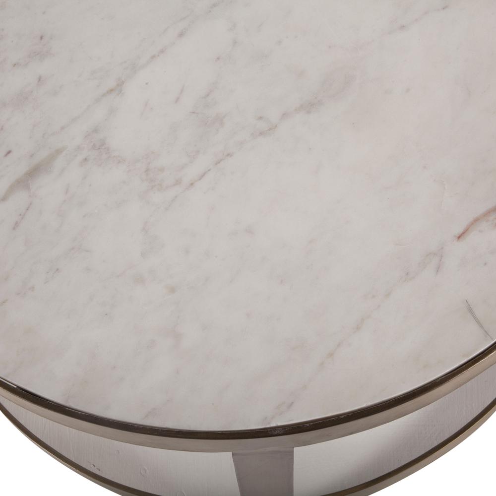 Leonardo White Marble Side Tables with Antique Bonze Base, Set of 2. Picture 2
