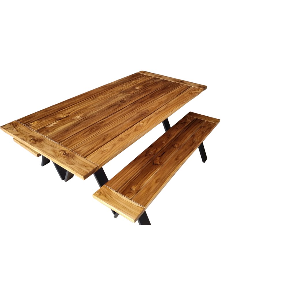 Cyprus 80" Patio Dining Table in Natural Teak. Picture 3