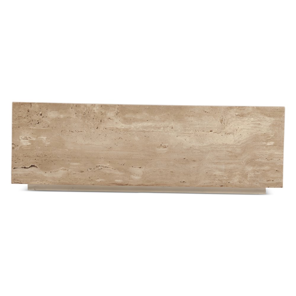 Giza 50" Drum Coffee Table in Travertine Stone. Picture 2
